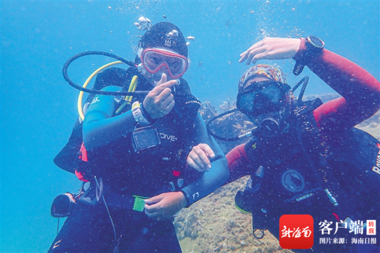4月4日，游客在陵水分界洲島享受潛水樂趣。海南日報記者 袁琛 攝