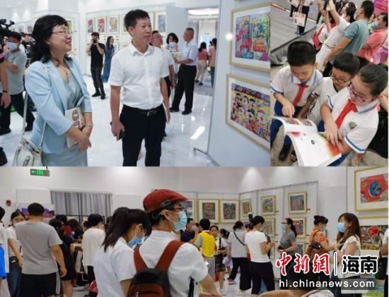 圖為：“童心向黨·科技自貿(mào)”慶祝建黨100周年�？谑猩倌陜和L畫(huà)大賽優(yōu)秀作品展現(xiàn)場(chǎng)。（主辦方供圖）
