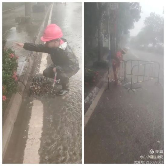 縣住建局工作人員對全縣進行排查，深入堵塞、積水區(qū)域搶險，解決暴雨天氣的排水排澇問題。